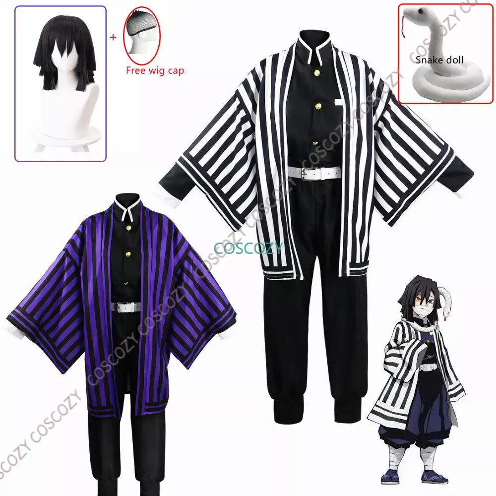 Demon Slayer Haori - Fioletowy/czarny Iguro Obanai Cosplay Anime Demon