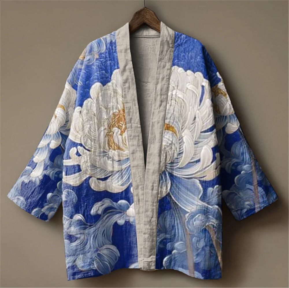 Demon Slayer Haori - Kimono z japońskim nadrukiem żurawi dla